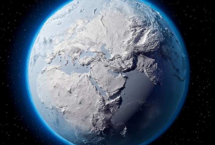 Tohle je samozřejmě jen ilustrační nadsázka. Ve skutečnosti se budou od obou zemských pólů směrem k rovníku rozprostírat obří sněhovo-ledové ‚čepice‘.