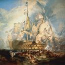 Vyplula roku 1765, přežila bitvu u Trafalgaru a činí se dodnes. HMS Victory je nejstarší lodí v aktivní službě - 1024px-Turner,_The_Battle_of_Trafalgar_(1822)